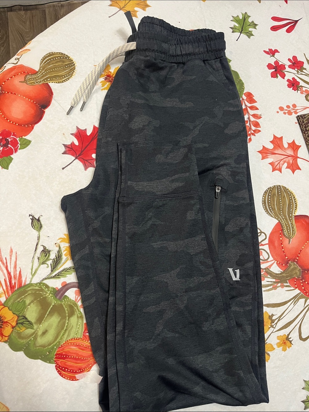 Women’s Black Camo Jogger Pants with Zipper Pocket